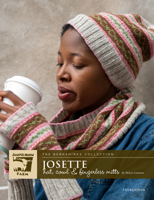 Josette: Hat, Cowl & Fingerless Mitts Pattern- Juniper Moon Farm