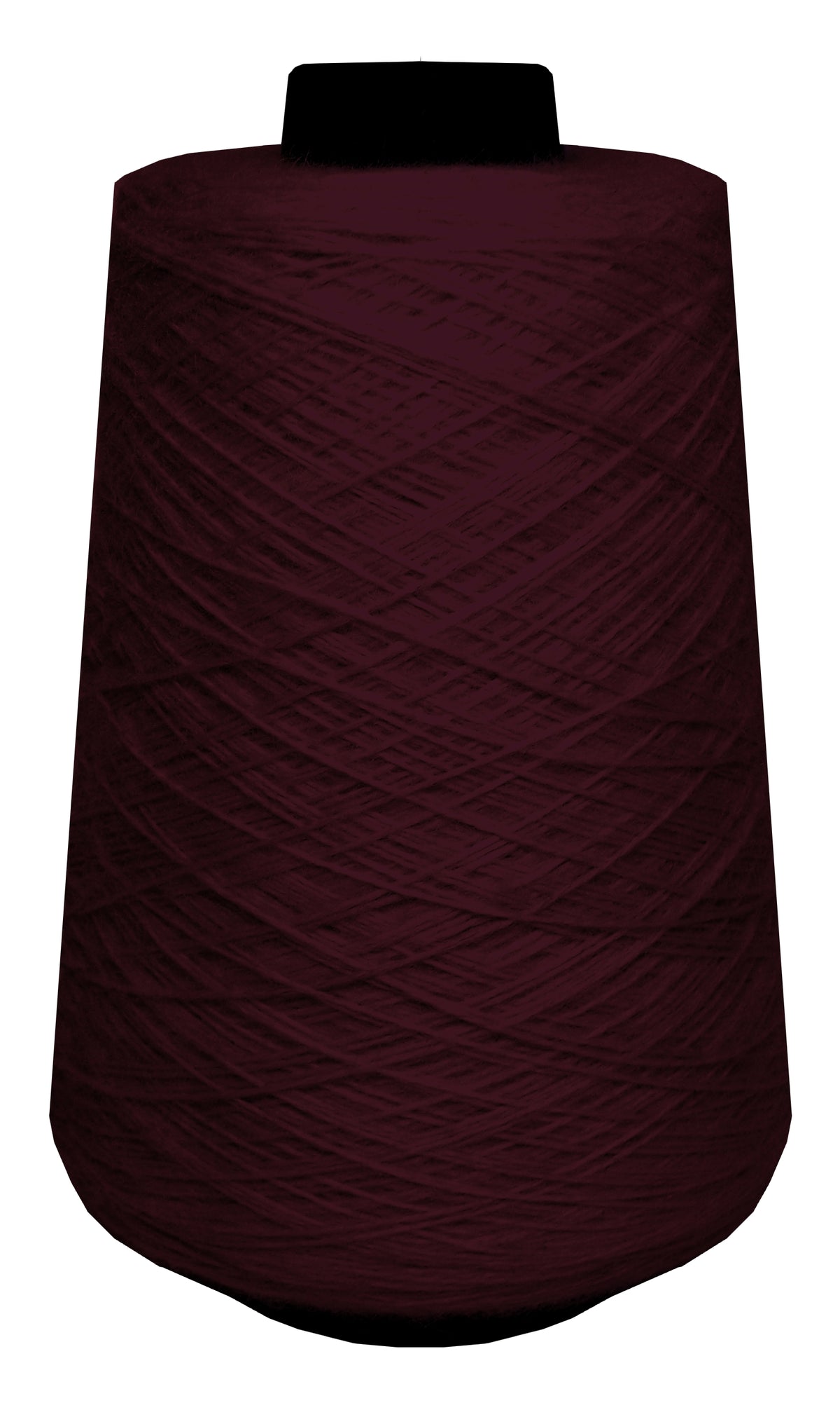 Large spool of dark red wool yarn