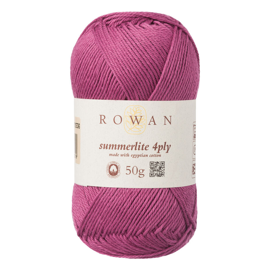 Ball of rose cotton yarn with a Rowan label