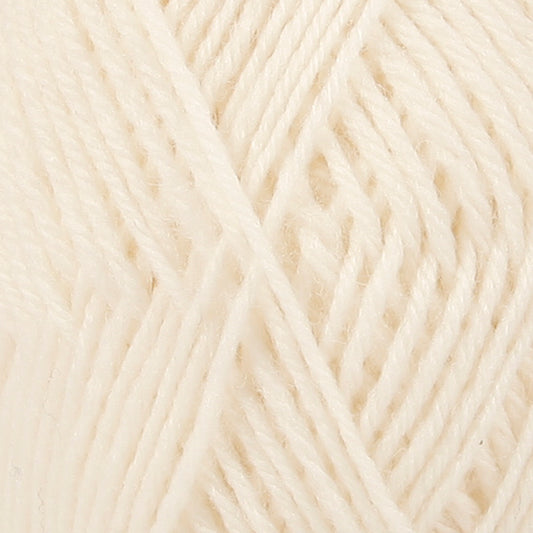 Close up of off white wool yarn from Drops