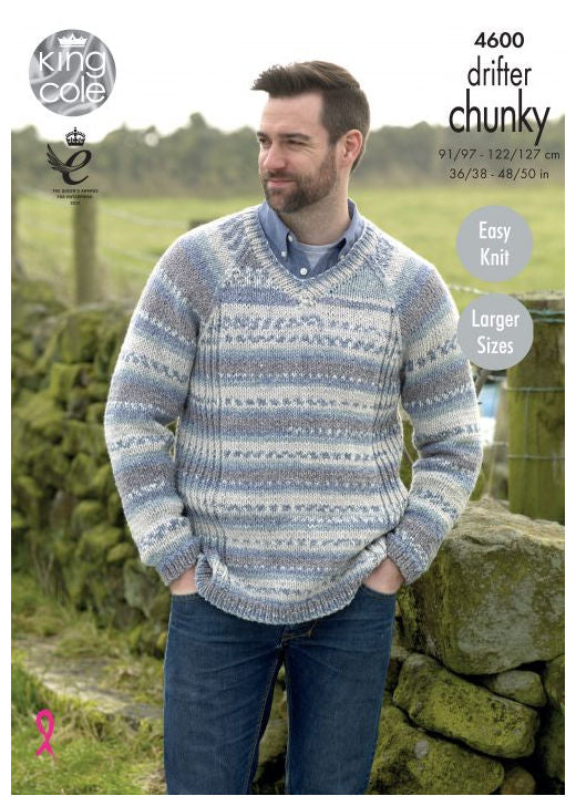 Drifter Chunky Leaflet 4600 - Raglan Pullover with V Neck