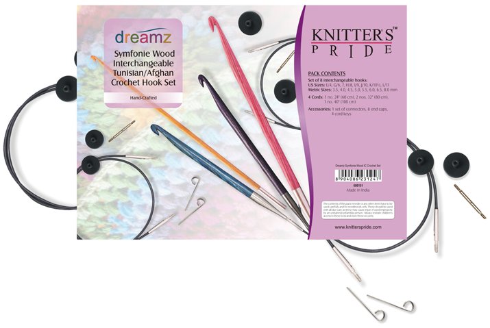 Knitter's Pride Dreamz Symfonie Wood Interchangeable Tunisian/Afghan Crochet Hook Set