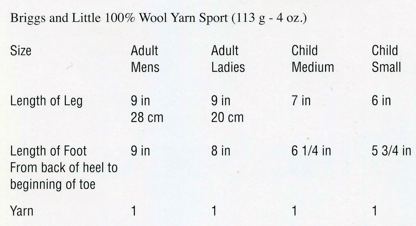 Briggs & Little Leaflet 104 - Sizes and Materials