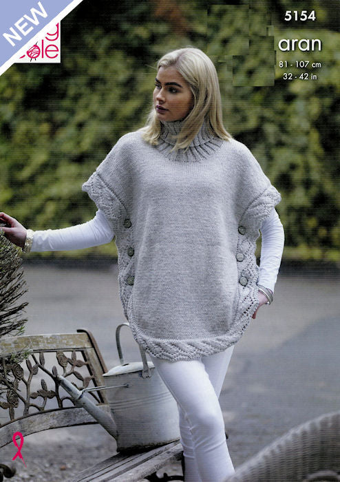 King Cole Fashion Aran Leaflet 5154 - Poncho