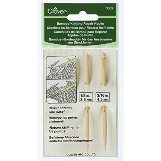 Clover 3009 Bamboo Knitting Repair Hooks