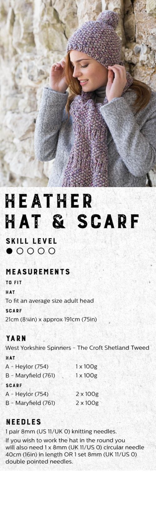 The Croft: Shetland Tweed -- Heather Hat and Scarf