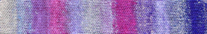 Knitted fabric swatch with a gradient of purple and pink colours.