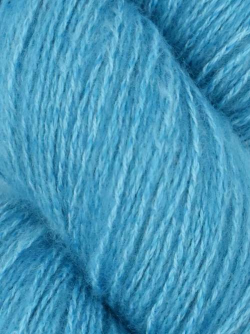 Close-up image of a skein of Andes sky blue colored cotton yarn.