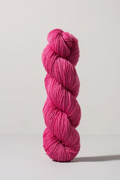 Bubblegum pink skein of merino and nylon yarn from Urth