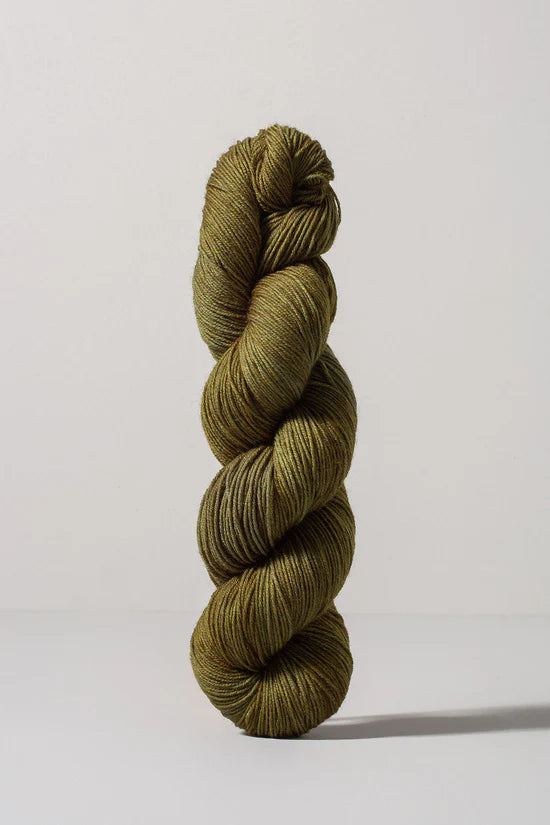 Olive skein of merino and nylon yarn from Urth