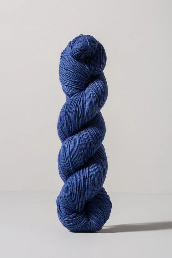 Blue skein of merino and nylon yarn from Urth
