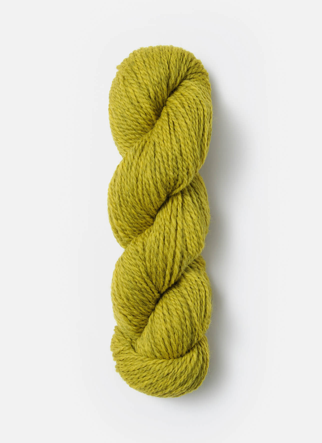 Bright yellow-green skein of fine highland wool