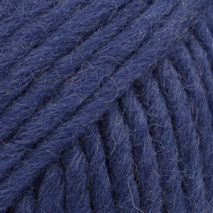 Close-up of a ball of dark blue-colored wool yarn from Drops