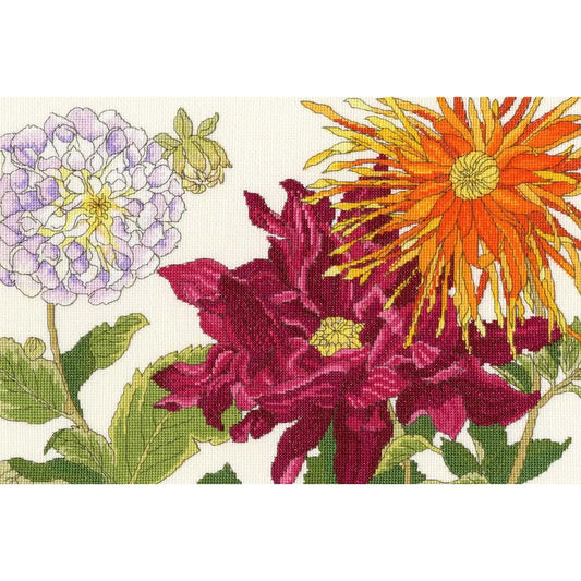 Dahlia Blooms - Cross Stitch Kit.
