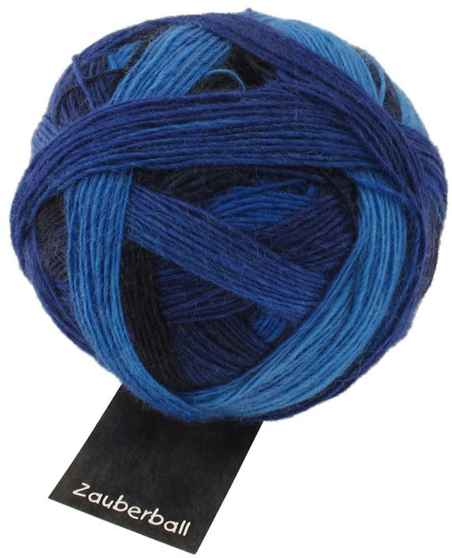 Ball of wool and nylon yarn in black and blue colours
