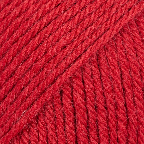 Close-up of red wool and alpaca yarn from Drops