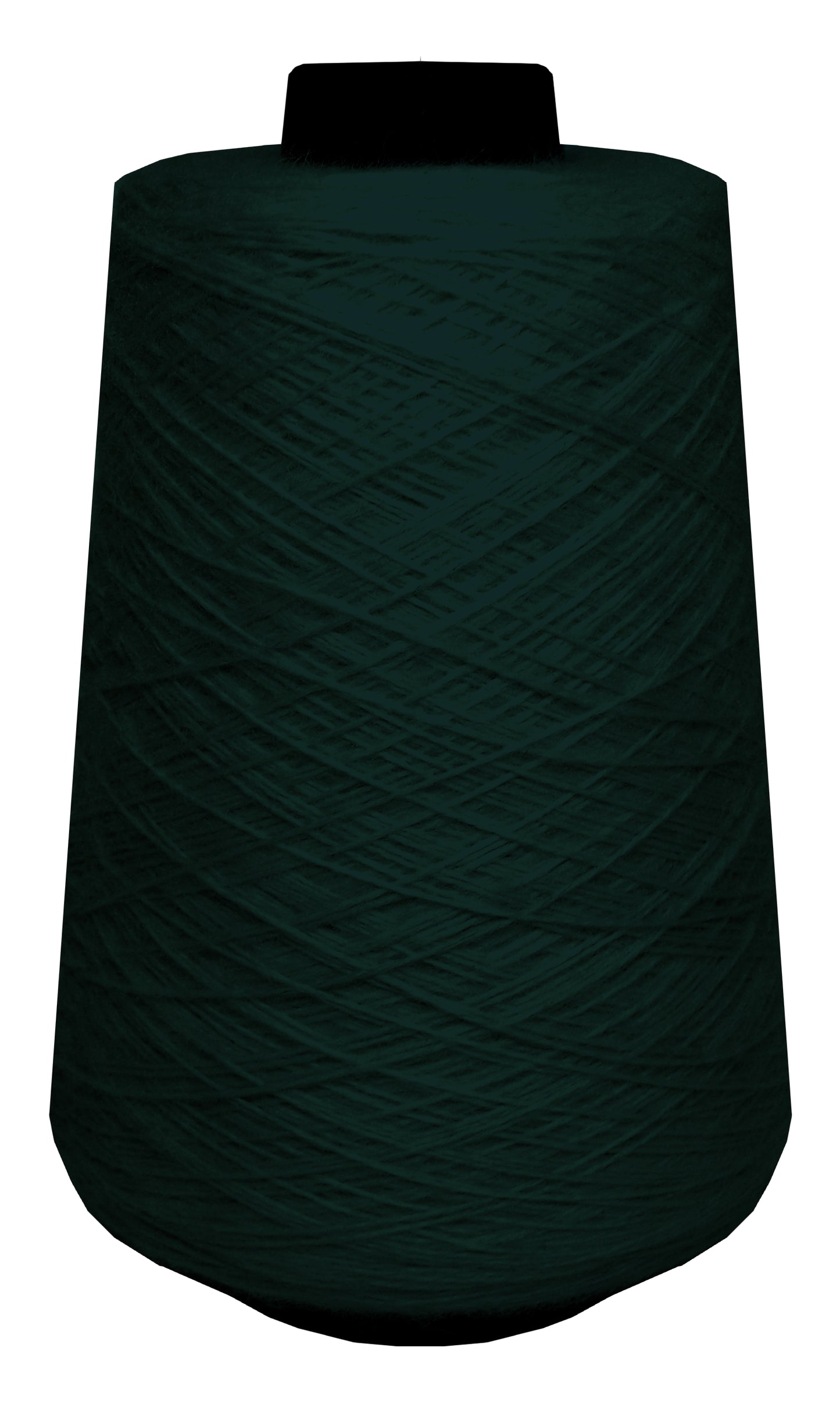 Large spool of dark green wool yarn 