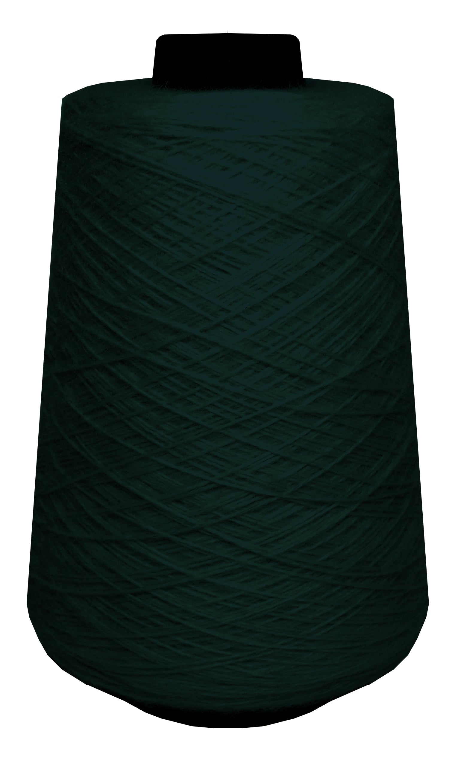 Large spool of dark green wool yarn 
