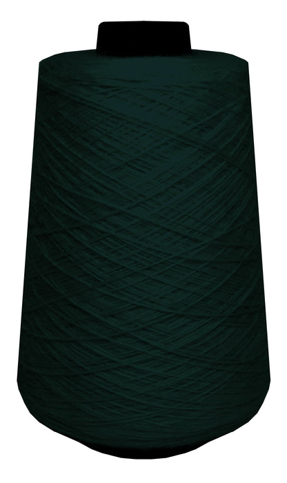 Large spool of dark green wool yarn 