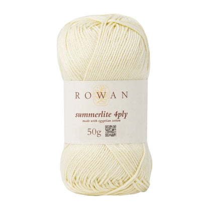 Ball of cream cotton yarn with a Rowan label