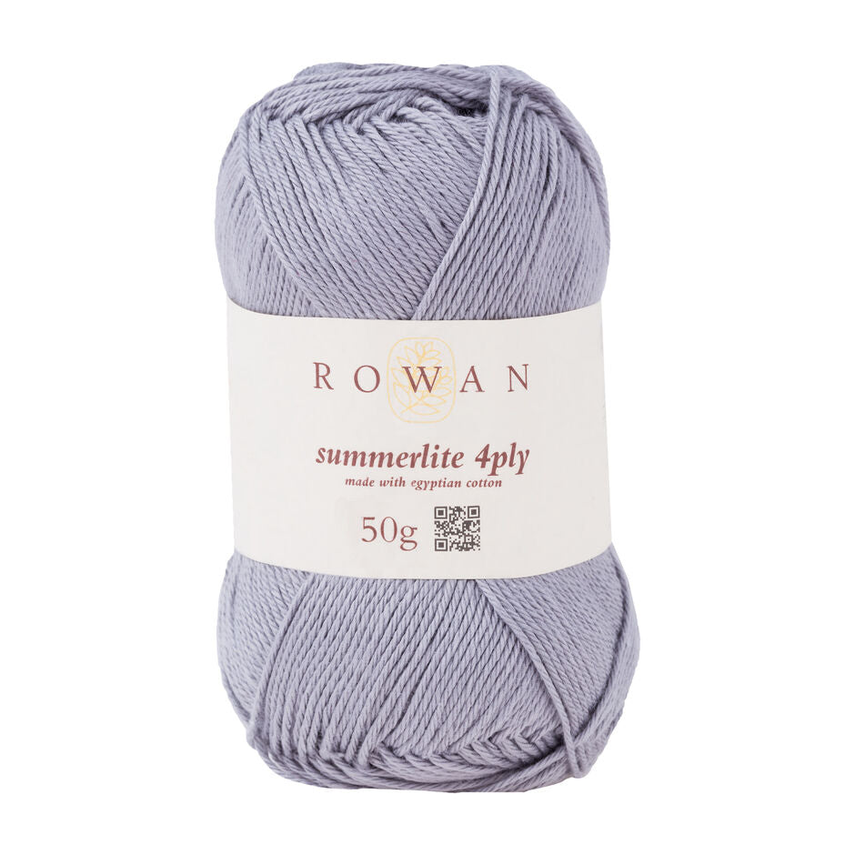 Ball of grey cotton yarn with a Rowan label