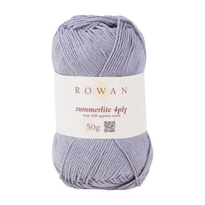 Ball of grey cotton yarn with a Rowan label