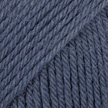 Close-up of blue-grey wool and alpaca yarn from Drops