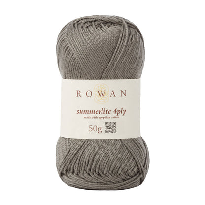 Ball of pale brown cotton yarn with a Rowan label