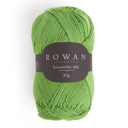Ball of basil cotton yarn with a Rowan label