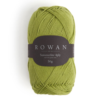 Ball of pickle cotton yarn with a Rowan label