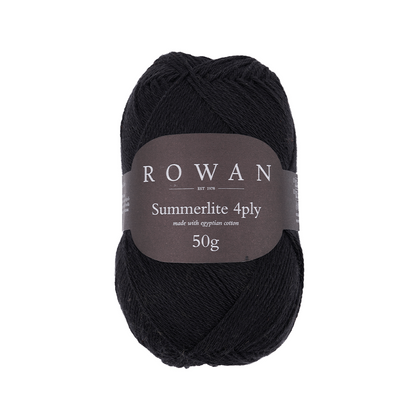 Ball of black cotton yarn with a Rowan label
