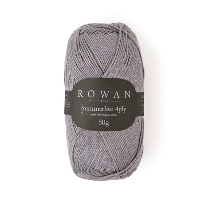 Ball of warm grey cotton yarn with a Rowan label