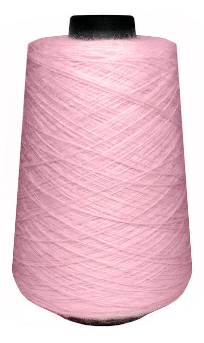 Large spool of light pink wool yarn 