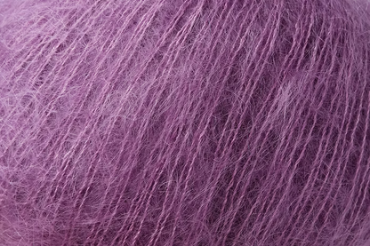 Close-up of pink mohair yarn from Rowan