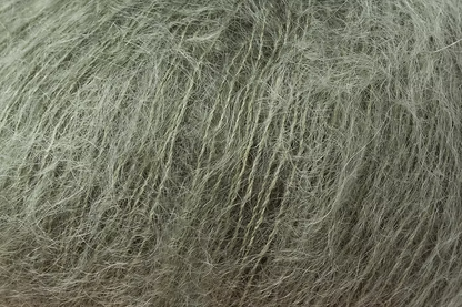 Close-up of light green mohair yarn from Rowan
