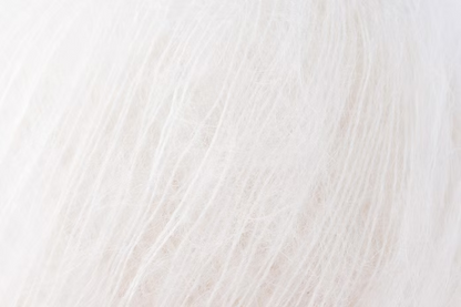 Close-up of white mohair yarn from Rowan