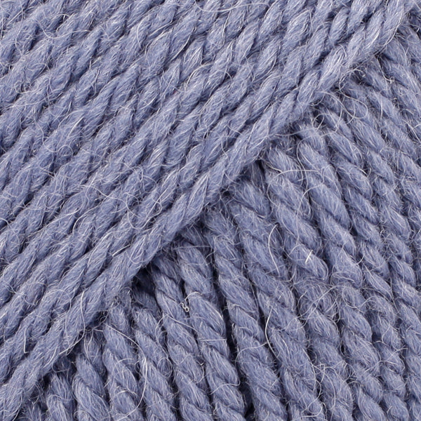 Close-up of denim blue wool and alpaca yarn from Drops