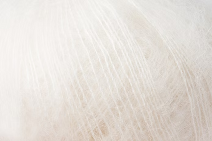 Close-up of cream mohair yarn from Rowan