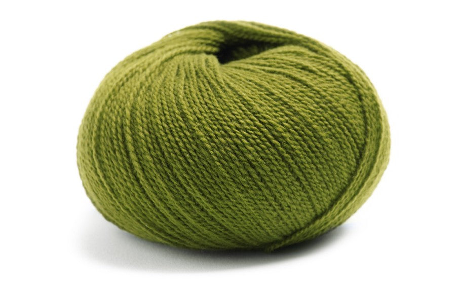 Green ball of merino wool and cashmere yarn from Lamana