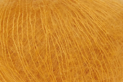 Close-up of yellow mohair yarn from Rowan