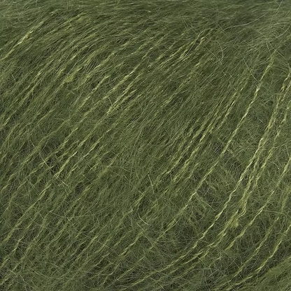 Close-up of green mohair yarn from Rowan