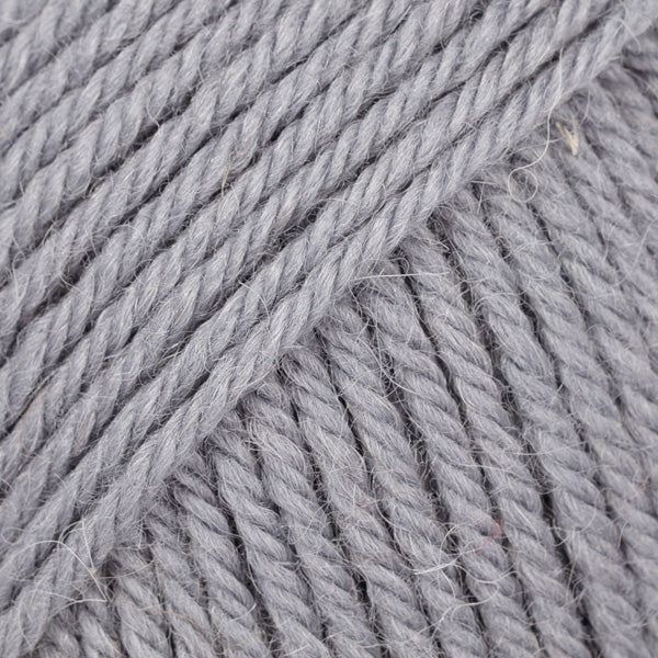 Close-up of light grey wool and alpaca yarn from Drops