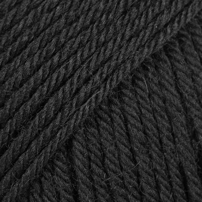 Close-up of black wool and alpaca yarn from Drops