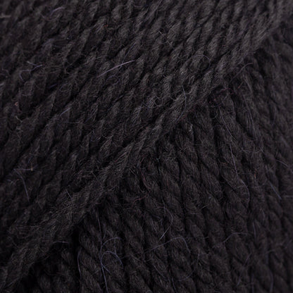 Close-up of black wool and alpaca yarn from Drops