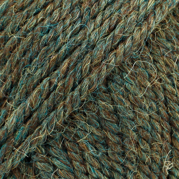 Close-up of forest green wool and alpaca yarn from Drops
