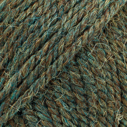 Close-up of forest green wool and alpaca yarn from Drops
