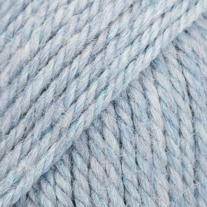 Close-up of light grey-blue wool and alpaca yarn from Drops