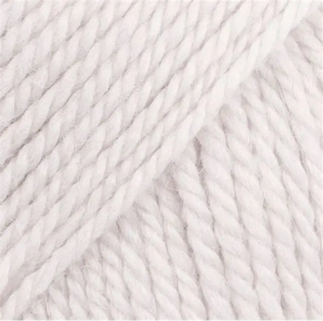 Close-up of bright white wool and alpaca yarn from Drops