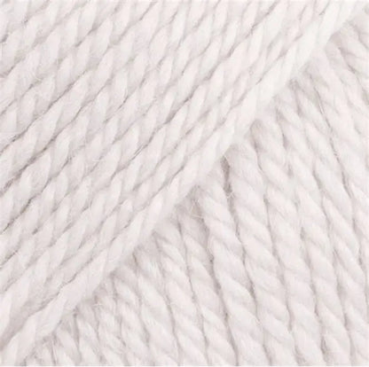 Close-up of bright white wool and alpaca yarn from Drops