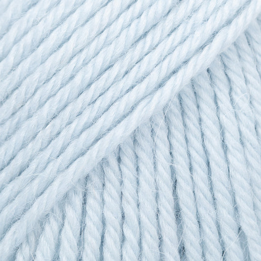 Close-up of ice blue wool and alpaca yarn from Drops